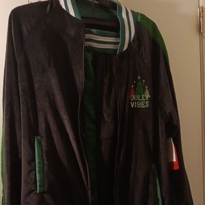 African American Black Santa Sweatsuit Warmup Track Velour Christmas Suit Size M